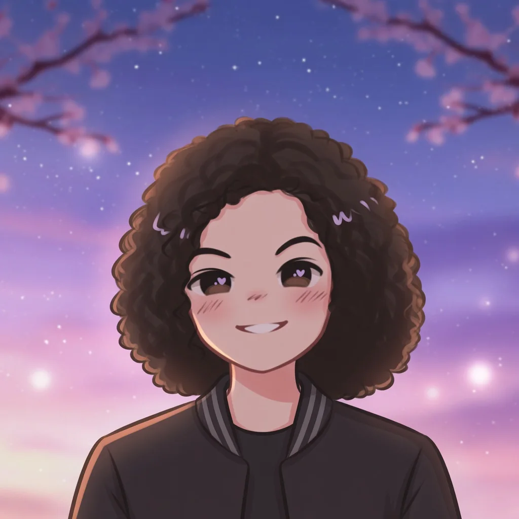 Illustrated portrait of Joshua David Sta Rita against a violet evening sky